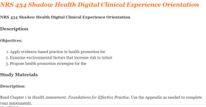 NRS 434 Shadow Health Digital Clinical Experience Orientation