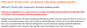 NRS 437V Week 3 DQ 1 proposed a decision-making model