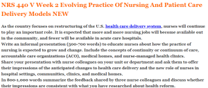 NRS 440 V Week 2 Evolving Practice Of Nursing And Patient Care Delivery Models NEW