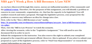 NRS 440 V Week 4 How A Bill Becomes A Law NEW