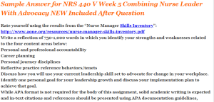 NRS 440 V Week 5 Combining Nurse Leader With Advocacy NEW