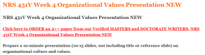 NRS 451V Week 4 Organizational Values Presentation NEW