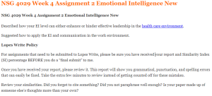 NSG 4029 Week 4 Assignment 2 Emotional Intelligence New