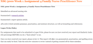 NSG 5000 Week 1 Assignment 4 Family Nurse Practitioner New