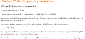 NSG 6005 Week 2 Assignment 3 Asthma New