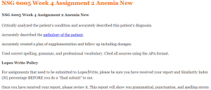 NSG 6005 Week 4 Assignment 2 Anemia New