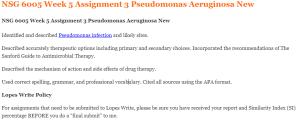 NSG 6005 Week 5 Assignment 3 Pseudomonas Aeruginosa New