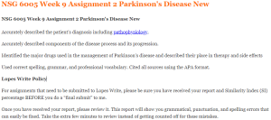 NSG 6005 Week 9 Assignment 2 Parkinson's Disease New