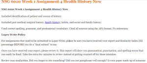NSG 6020 Week 1 Assignment 4 Health History New