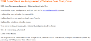 NSG 6420 Week 10 Assignment 3 Diabetes Case Study New