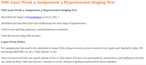 NSG 6420 Week 4 Assignment 3 Hypertension Staging New