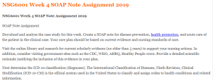 NSG6001 Week 4 SOAP Note Assignment 2019