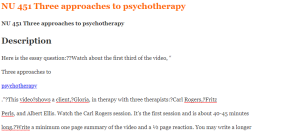 NU 451 Three approaches to psychotherapy