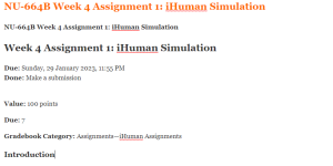 NU-664B Week 4 Assignment 1 iHuman Simulation