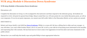 NUR 2633 Module 6 Discussion Down Syndrome