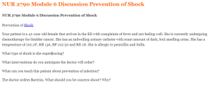 NUR 2790 Module 6 Discussion Prevention of Shock