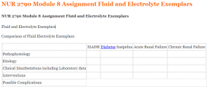 NUR 2790 Module 8 Assignment Fluid and Electrolyte Exemplars