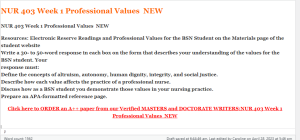 NUR 403 Week 1 Professional Values  NEW