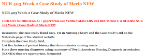 NUR 403 Week 2 Case Study of Maria NEW