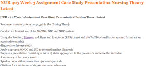 NUR 403 Week 3 Assignment Case Study Presentation Nursing Theory Latest