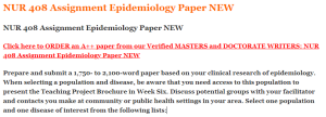 NUR 408 Assignment Epidemiology Paper NEW