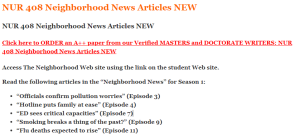 NUR 408 Neighborhood News Articles NEW