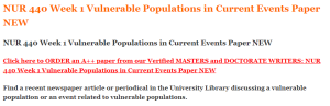 NUR 440 Week 1 Vulnerable Populations in Current Events Paper NEW