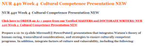 NUR 440 Week 4  Cultural Competence Presentation NEW