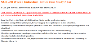 NUR 478 Week 1 Individual  Ethics Case Study NEW