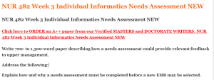 NUR 482 Week 3 Individual Informatics Needs Assessment NEW