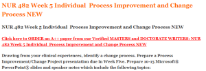 NUR 482 Week 5 Individual  Process Improvement and Change Process NEW