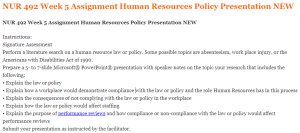 NUR 492 Week 5 Assignment Human Resources Policy Presentation NEW