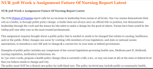 NUR 508 Week 2 Assignment Future Of Nursing Report Latest