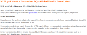 NUR 508 Week 2 Discussion DQ 2 Global Health Issue Latest