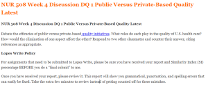 NUR 508 Week 4 Discussion DQ 1 Public Versus Private-Based Quality Latest