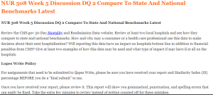 NUR 508 Week 5 Discussion DQ 2 Compare To State And National Benchmarks Latest