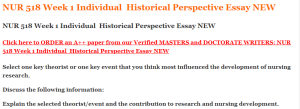 NUR 518 Week 1 Individual  Historical Perspective Essay NEW