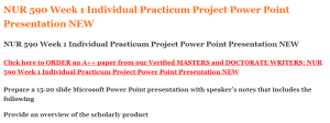 NUR 590 Week 1 Individual Practicum Project Power Point Presentation NEW