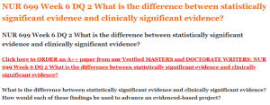 NUR 699 Week 6 DQ 2 What is the difference between statistically significant evidence and clinically significant evidence