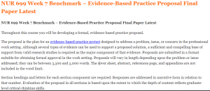 NUR 699 Week 7 Benchmark – Evidence-Based Practice Proposal Final Paper Latest