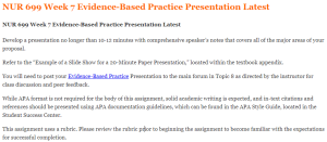 NUR 699 Week 7 Evidence-Based Practice Presentation Latest