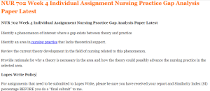 NUR 702 Week 4 Individual Assignment Nursing Practice Gap Analysis Paper Latest