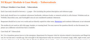 NUR2407 Module 6 Case Study – Tuberculosis