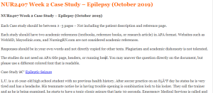 NUR2407 Week 2 Case Study – Epilepsy (October 2019)