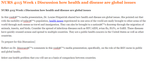 NURS 4115 Week 1 Discussion how health and disease are global issues