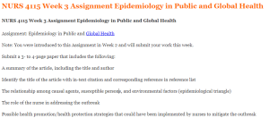 NURS 4115 Week 3 Assignment Epidemiology in Public and Global Health