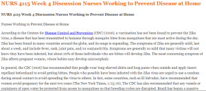 NURS 4115 Week 4 Discussion Nurses Working to Prevent Disease at Home