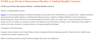 NURS 4115 Week 6 Discussion Obesity A Global Health Concern