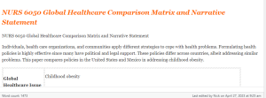 NURS 6050 Global Healthcare Comparison Matrix and Narrative Statement