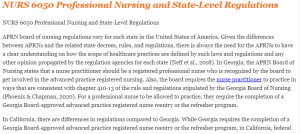 NURS 6050 Professional Nursing and State-Level Regulations